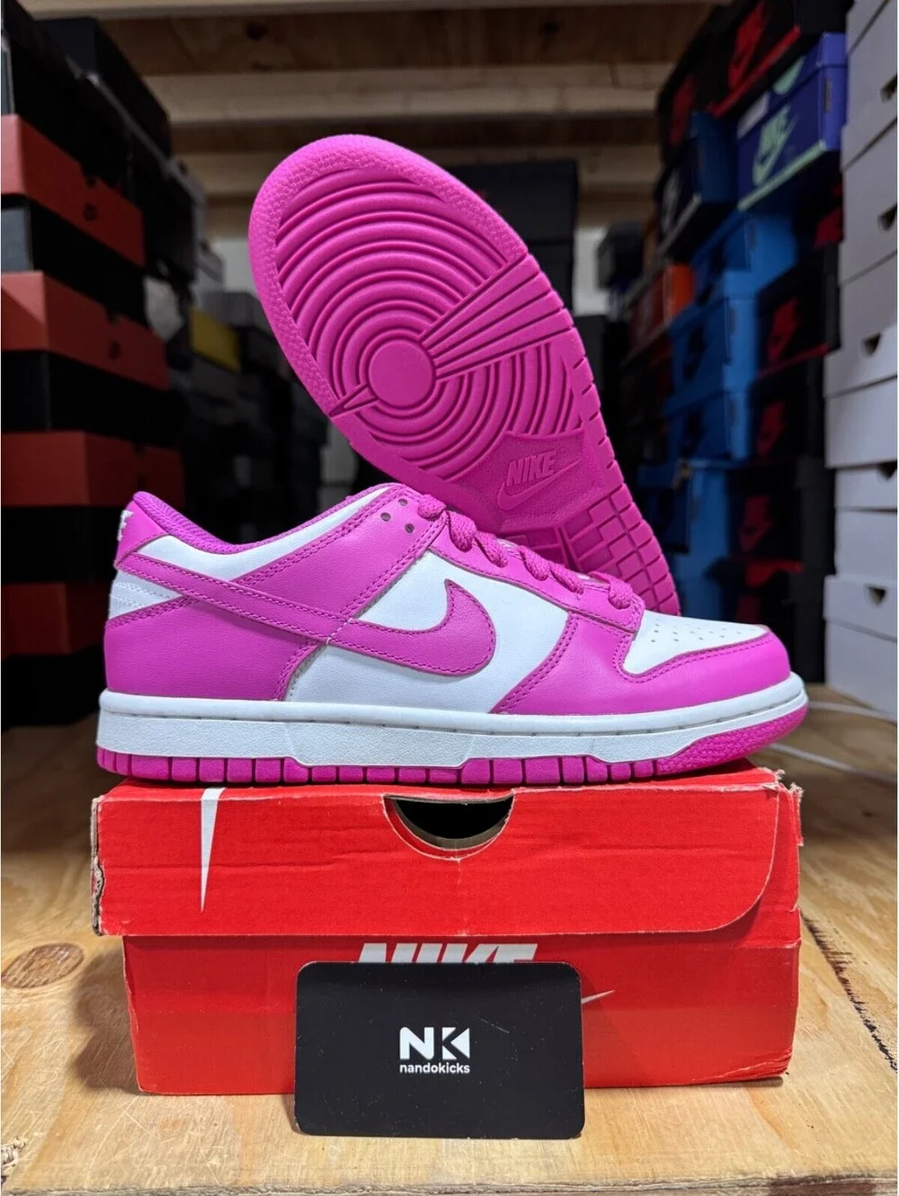 Nike Dunk Low GS 'Active Fuchsia' FJ0704-100 BRAND NEW SIZE 5Y